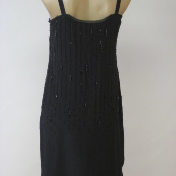 EILEEN FISHER Black Beaded Silk Crepe Dress - Picture 5 of 5